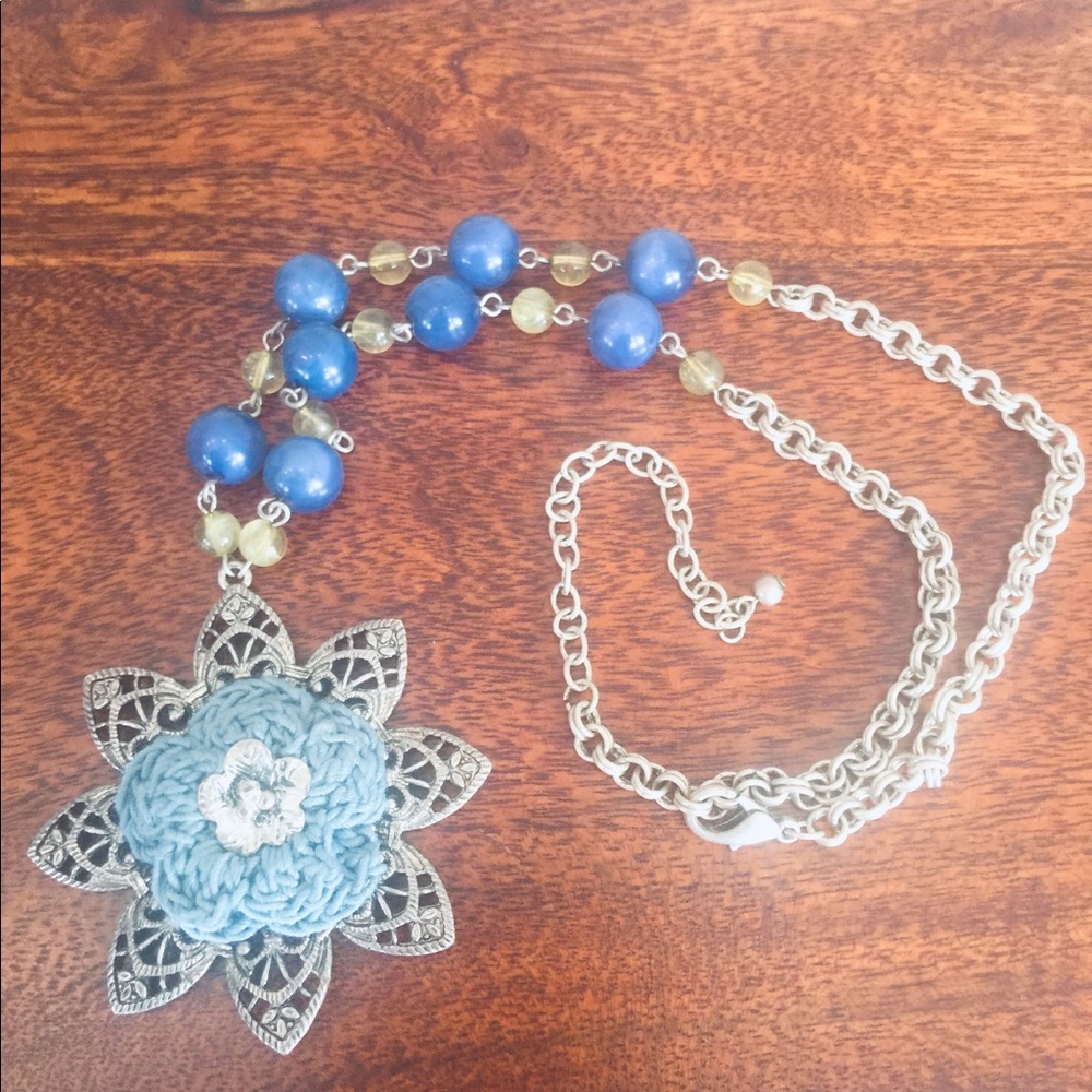 Vintage Flower on Gold Chain Necklace